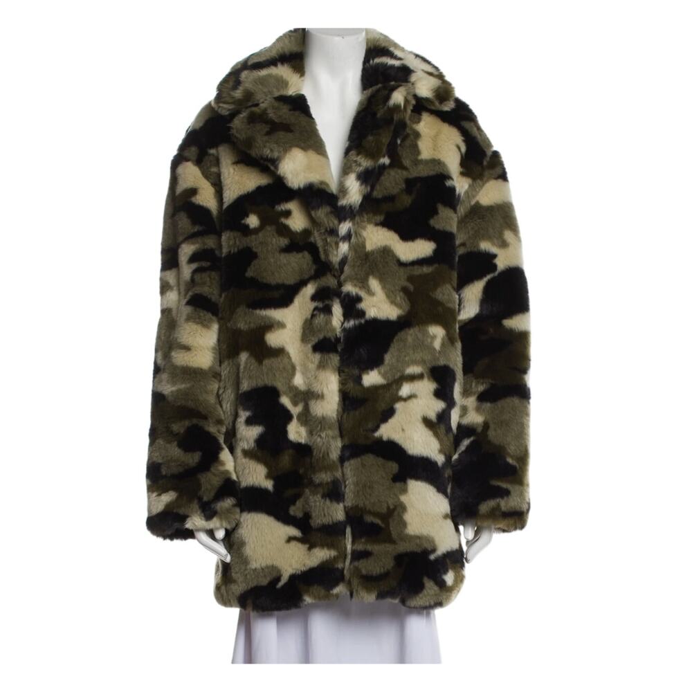 Pam & Gela Camo Faux Fur Coat M/L NWT Runway Camouflage Teddy Festival $595